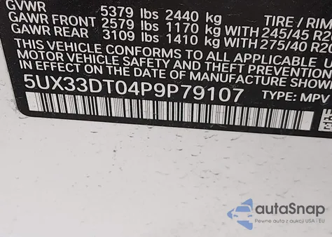 2023 BMW X4 xDrive30I из США, поврежденный, VIN 5UX33DT04P9P79107